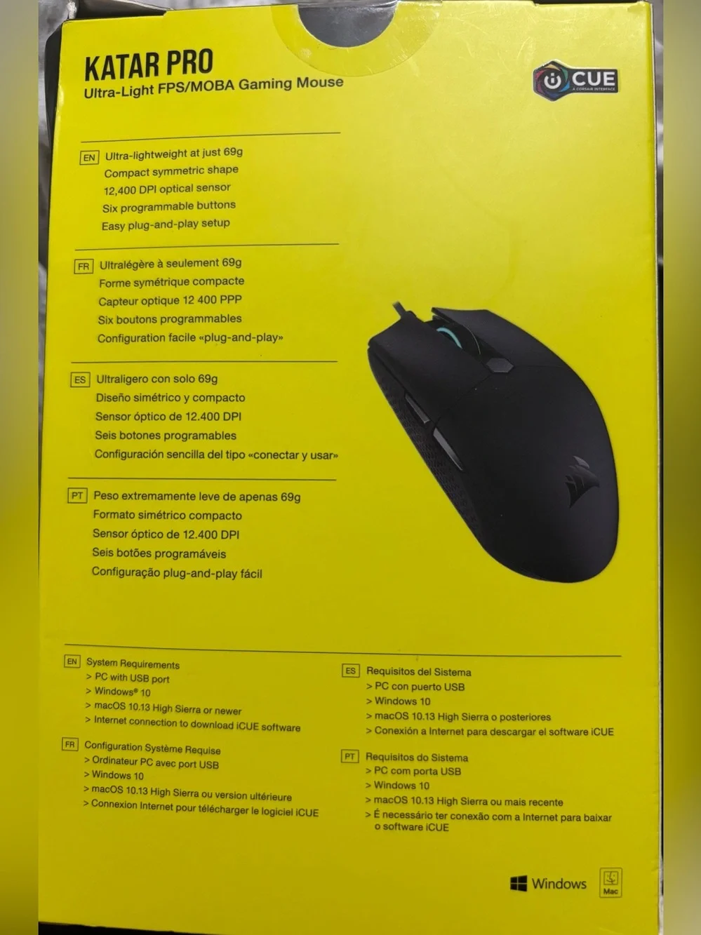 Corsair KATAR PRO Black Gaming Mouse with Cyan Scroll Accents
